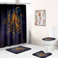 Dark Background Gold Octopus Shower Curtain | Gold Octopus Bathroom Curtain
