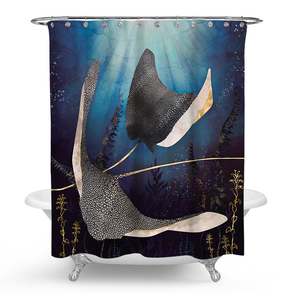 Ocean Creature Stingray Shower Curtain | Stingray Bathroom Curtain