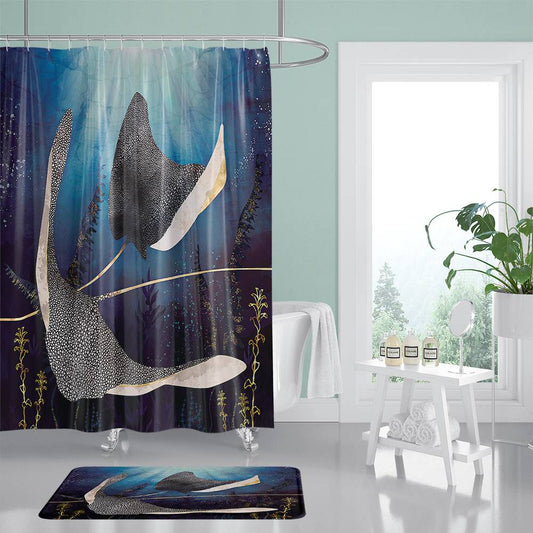 Ocean Creature Stingray Shower Curtain | Stingray Bathroom Curtain