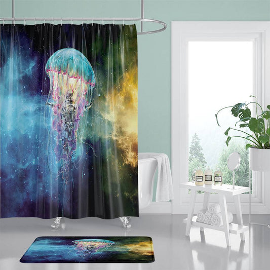 Cosmos Astronaut Jellyfish Shower Curtain | Astronaut Jellyfish Shower Curtain