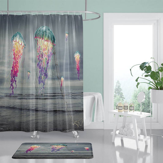 Jellyfishes in The Air Shower Curtain | Shower Curtain Jellyfish