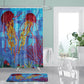 Red Coral and Jellyfish Shower Curtain | Coral Jellyfish Bathroom Curtain