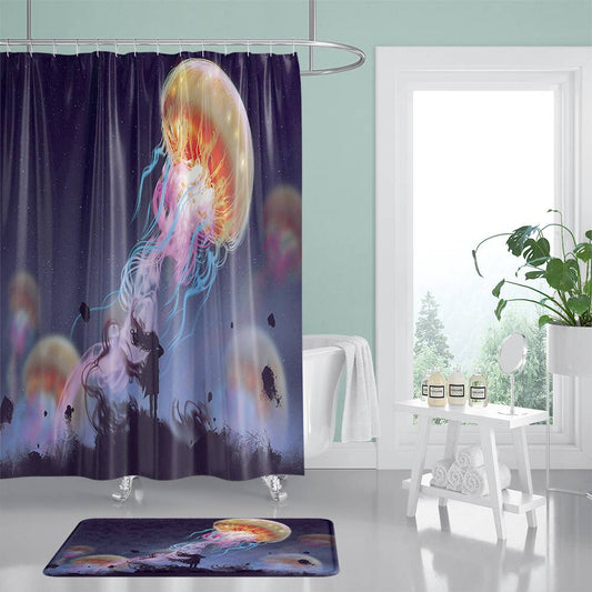 The Little Girl Looked at The Jellyfish Sky Shower Curtain | Jellyfish Bathroom Curtain