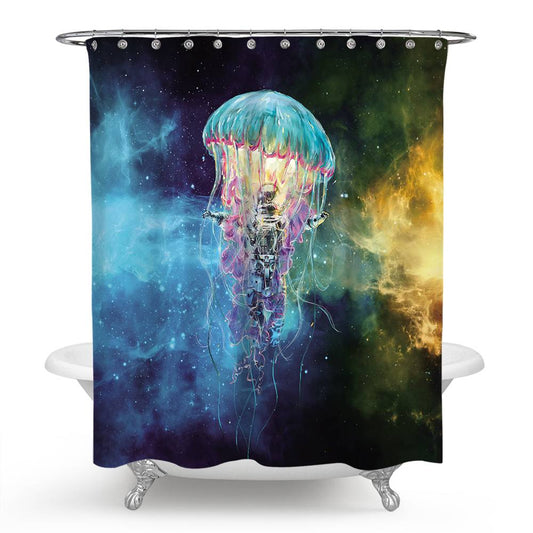 Cosmos Astronaut Jellyfish Shower Curtain | Astronaut Jellyfish Shower Curtain