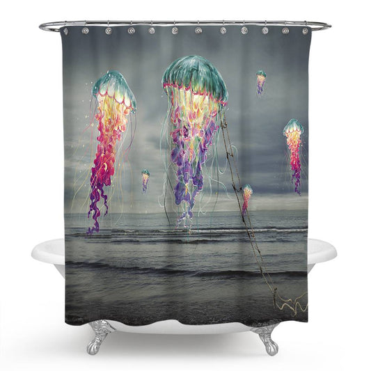 Jellyfishes in The Air Shower Curtain | Shower Curtain Jellyfish