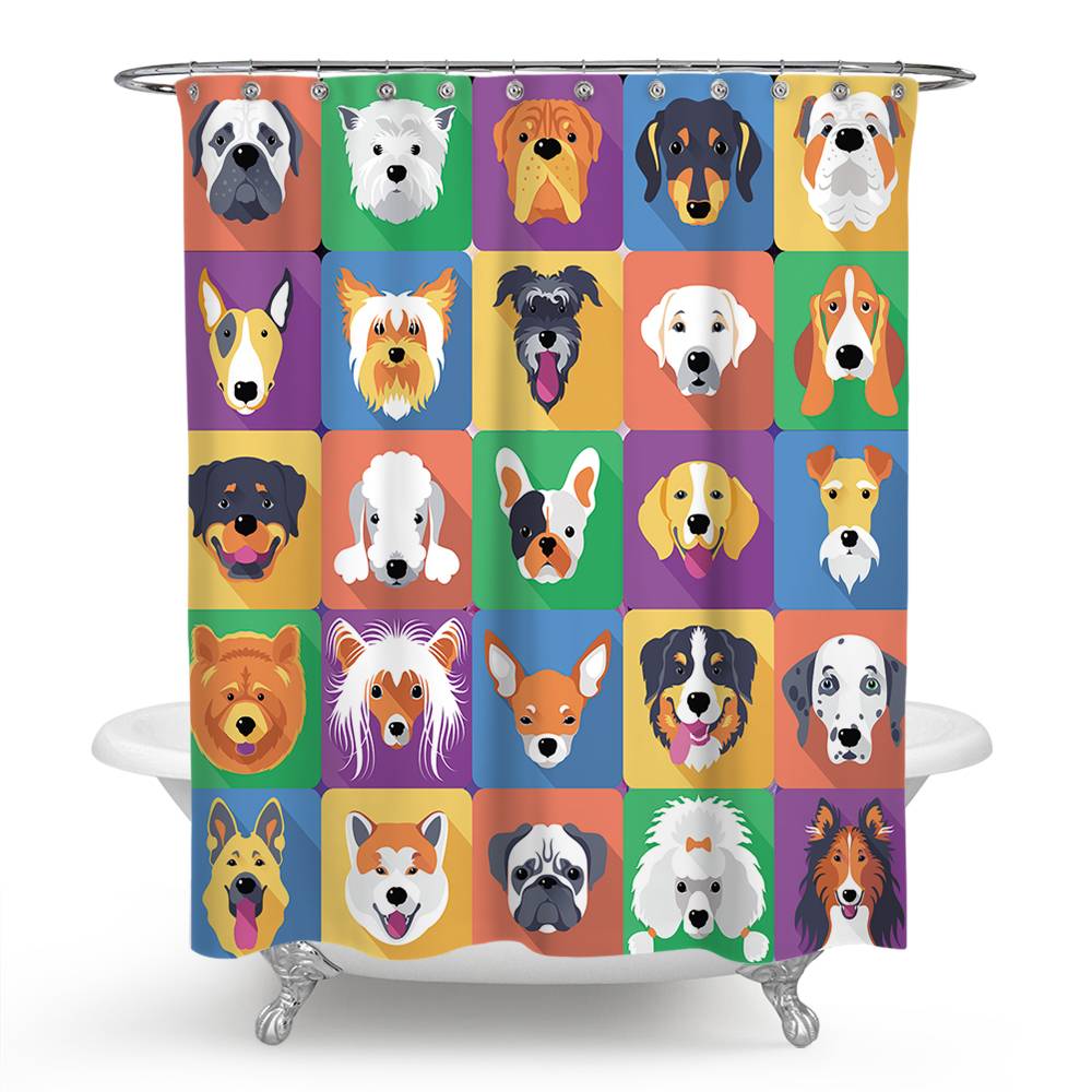 Mosaic Kinds of Dog Shower Curtain | Mosaic Dogs Shower Curtain