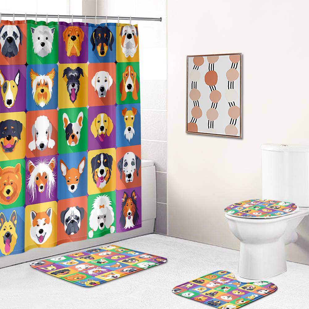 Mosaic Kinds of Dog Shower Curtain | Mosaic Dogs Shower Curtain