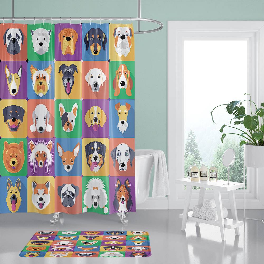 Mosaic Kinds of Dog Shower Curtain | Mosaic Dogs Shower Curtain