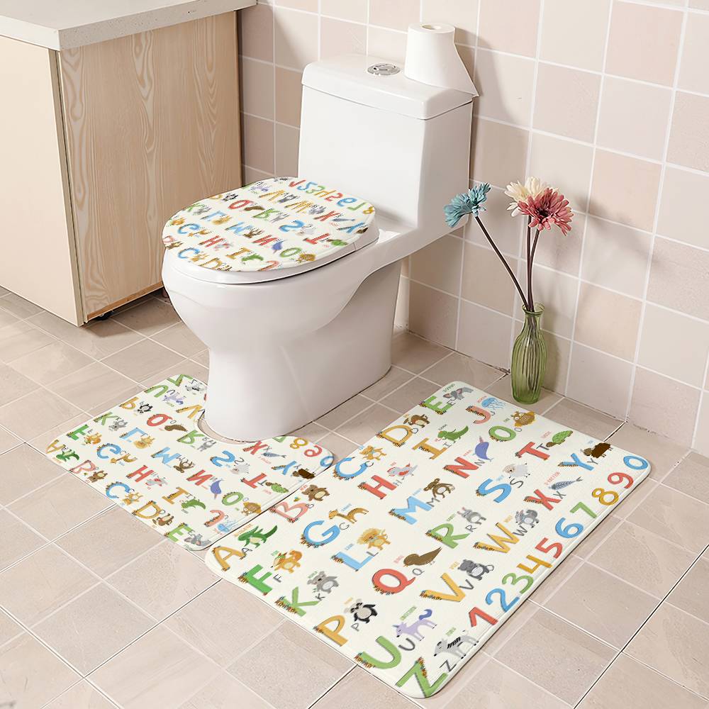 Animal Alphabet Shower Curtain for Kids ABC Educational | Animal Alphanet Shower Curtain