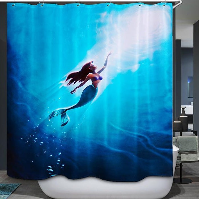 Cartoon Blue Ocean The Little Mermaid Shower Curtain