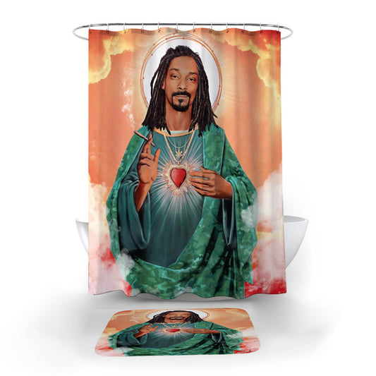 Novelty Meme Art African American Rap Saint Shower Curtain | Meme Art African American Rapper Bathroom Curtain