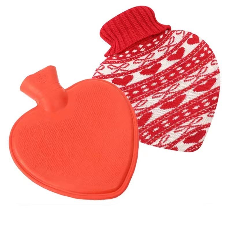 Heart Shaped Hot Water Bottle with Knitted Cover | Heart Hot Water Bottle