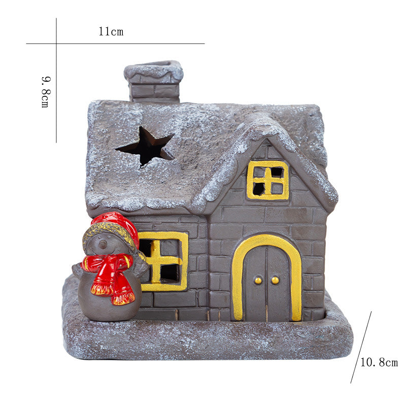 Christmas Cabin Incense Coil Burner with Snowman