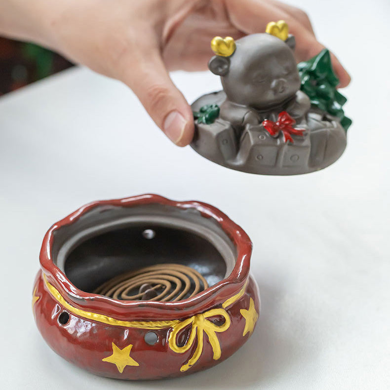 Christmas Deer Incense Coil Burner Gift-bag-shaped