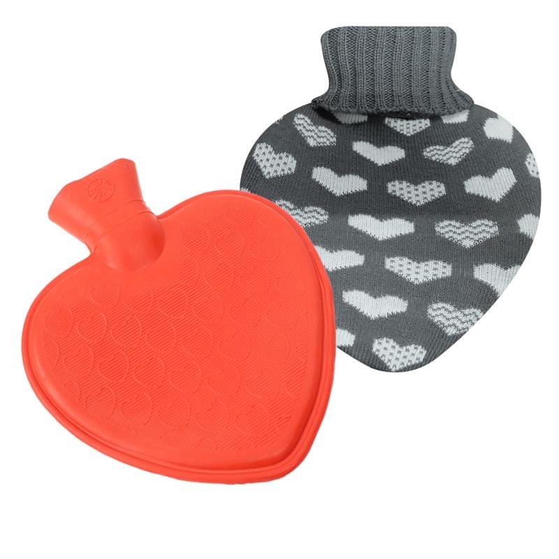 Heart Shaped Hot Water Bottle with Knitted Cover | Heart Hot Water Bottle