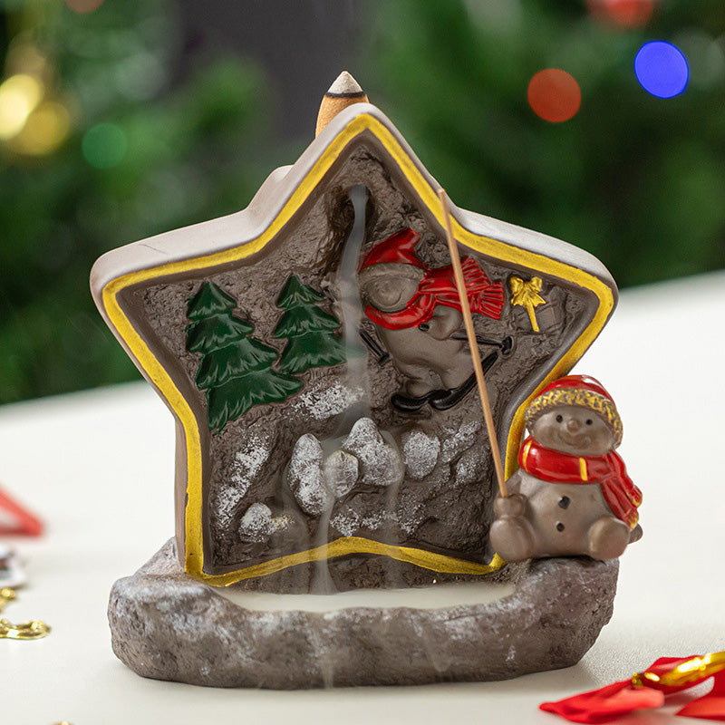 Pentagon Shape Christmas Fireplace Incense Backflow Burner