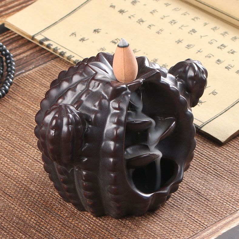 Plant Round Barrel Cactus Backflow Incense Burner