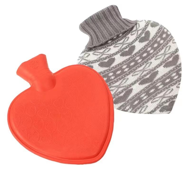 Heart Shaped Hot Water Bottle with Knitted Cover | Heart Hot Water Bottle