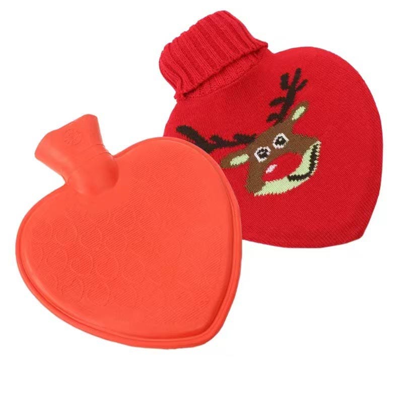 Heart Shaped Hot Water Bottle with Knitted Cover | Heart Hot Water Bottle