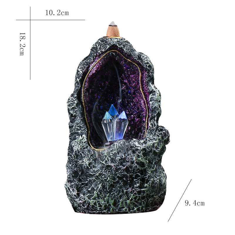 Crystal Cave Backflow Incense Burner with LED Lighting