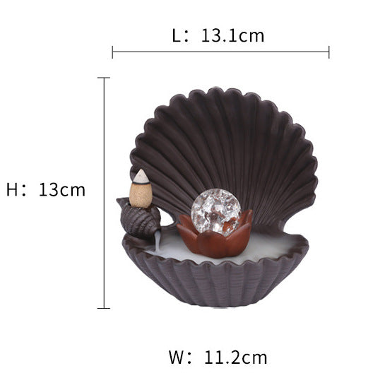 Shell Shaped Backflow Incense Burner with Led Lighting