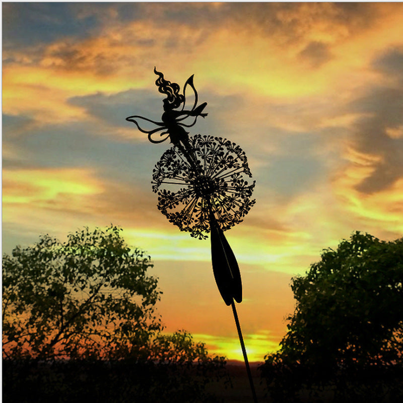 Fairy Sculptures Dancing with Dandelions for Garden Decor