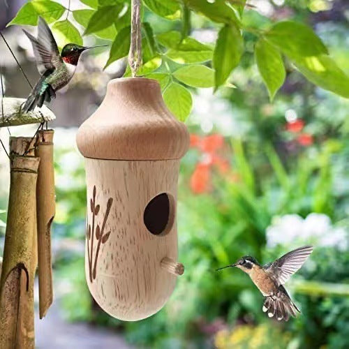 Wooden Hummingbird House for Outside Hanging | Bird Houses for Hummingbirds