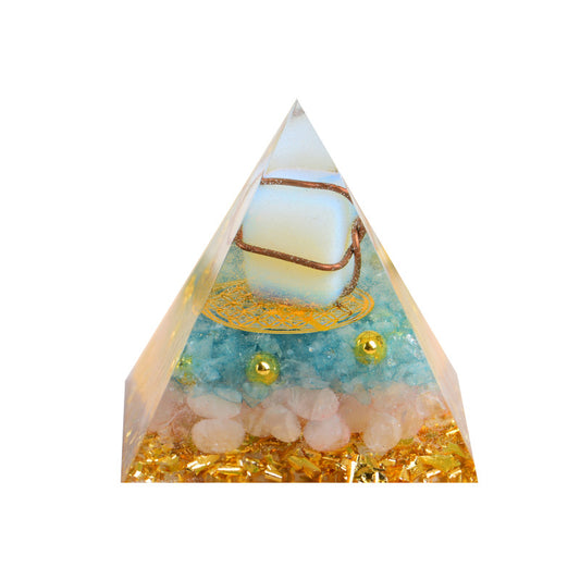 Copper Wire Wrapped Cyrstal Cube Orgone Pyramid