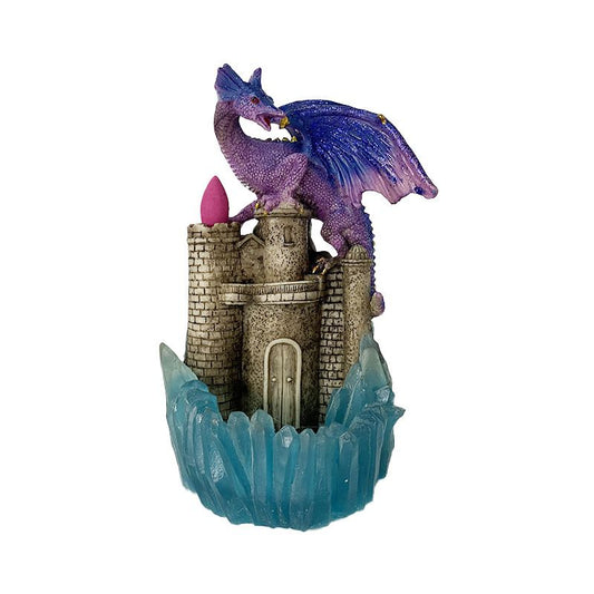 Polyresin The Purple Dragon on Castle Backflow Incense Burner