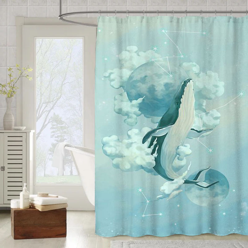 Whale Shower Curtain, Marine Animal Bathroom Decor – warmthone