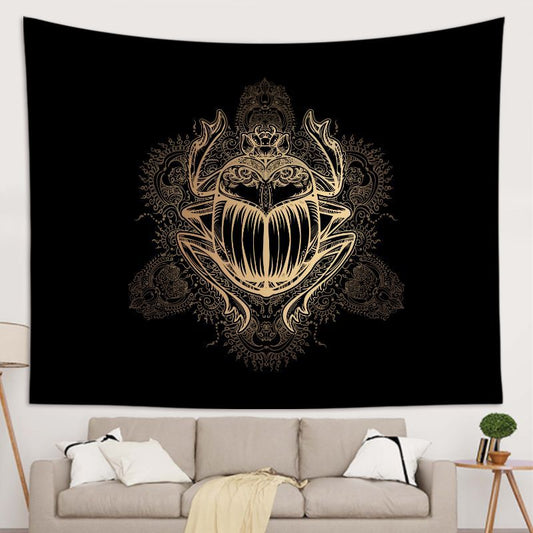 Black Gold Insect Beetle Bug Tapestry for Bedroom Living Room | Insect Beetle Wall Tapestry