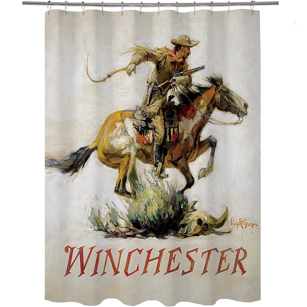 Winchester Vintage Western Cowboy Shower Curtain | Vintage Western Shower Curtain