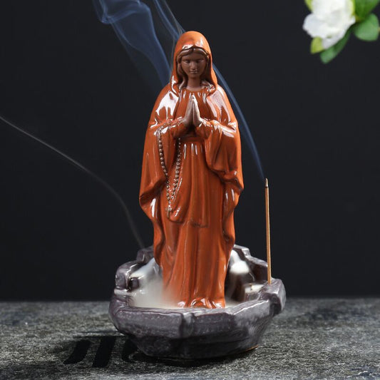 Christ Style Standing Madonna Backflow Incense Burner