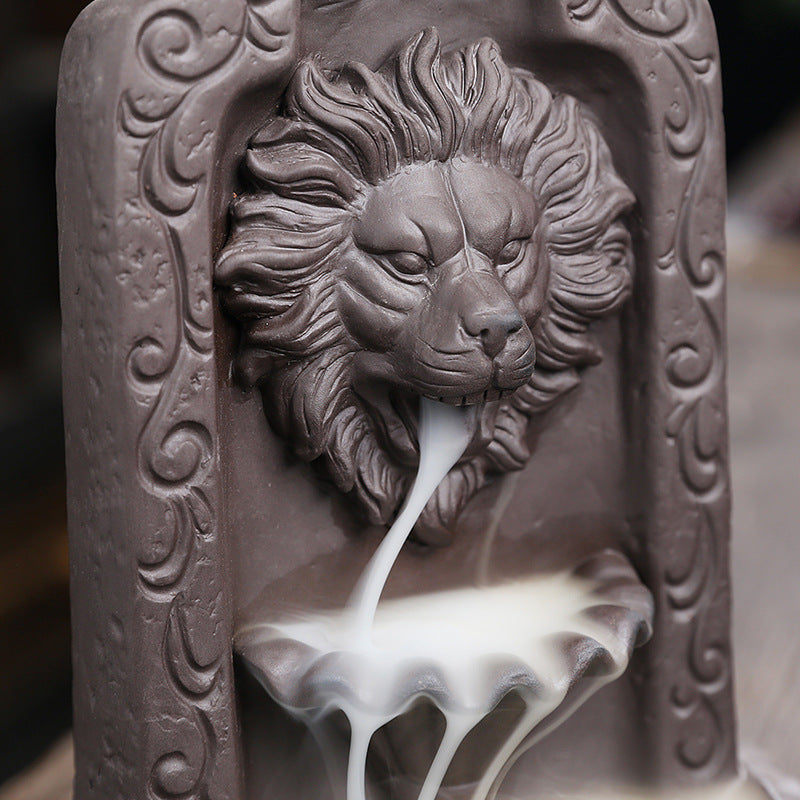 Embossed Lion Incense Burner Smoke Backflow Burner