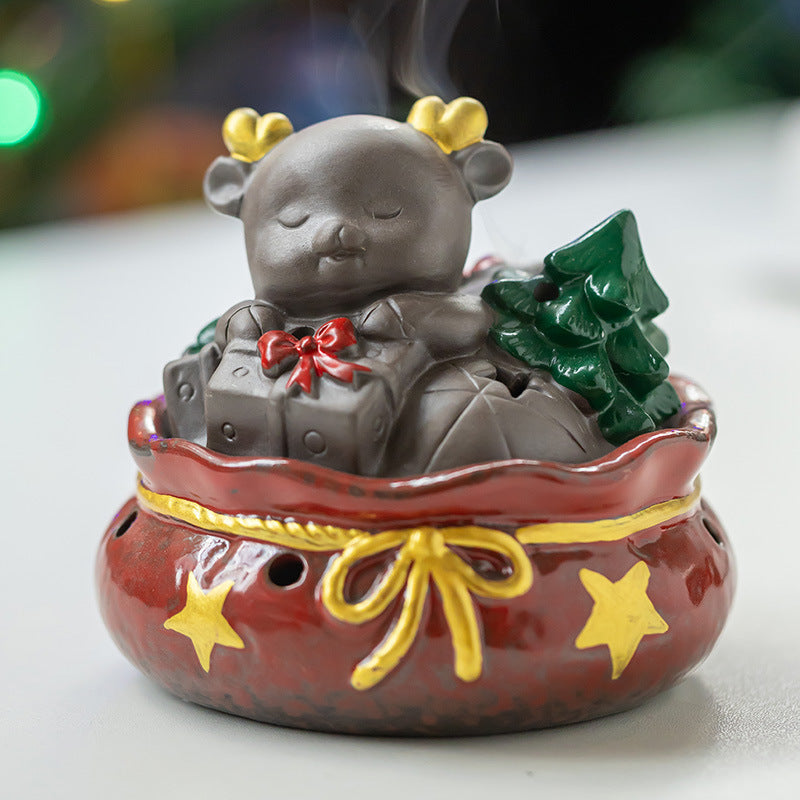 Christmas Deer Incense Coil Burner Gift-bag-shaped