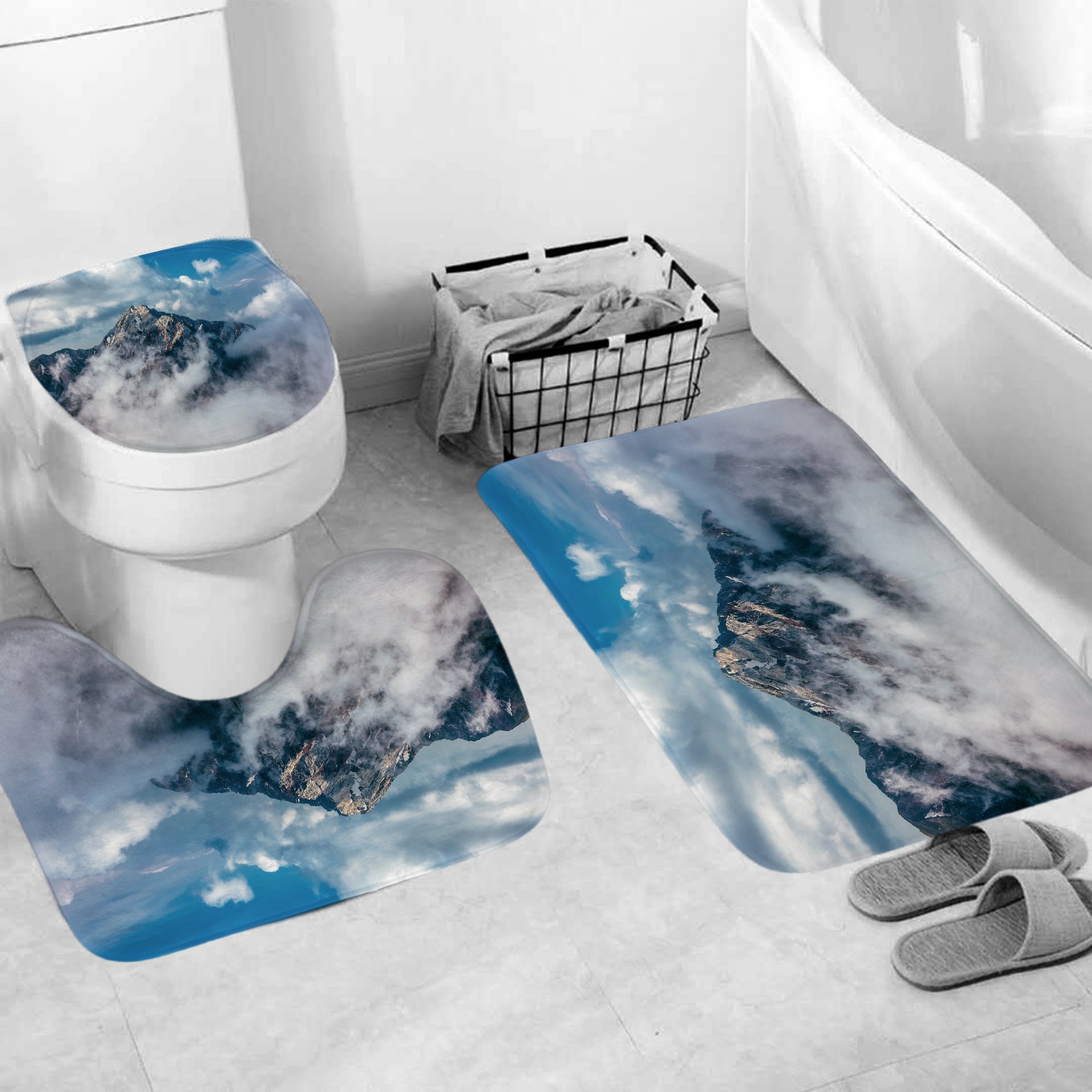 Towering Snow Mountain Mount Everest Shower Curtain | Snow Mountain Bathroom Curtain