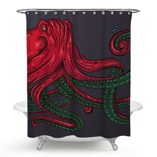 Octopus Bugbear Red Kraken Shower Curtain | Red Kraken Bathroom Curtain