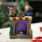 Christmas Fireplace Incense Backflow Burner with LED Lighting Incense Stick Hole