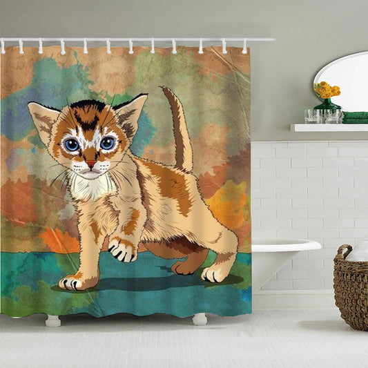 Kitten Bengal Cat Shower Curtain | Kitten Bathroom Curtain