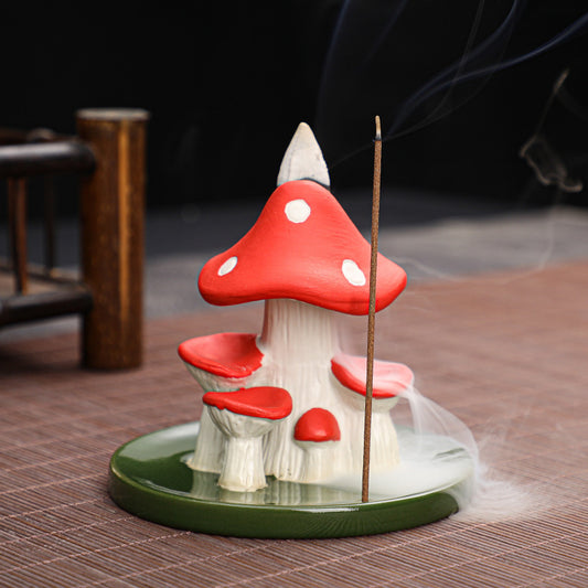 Mushroom Incense Cone Burner with Incense Stick Hole | Mushroom Backflow Incense Burner