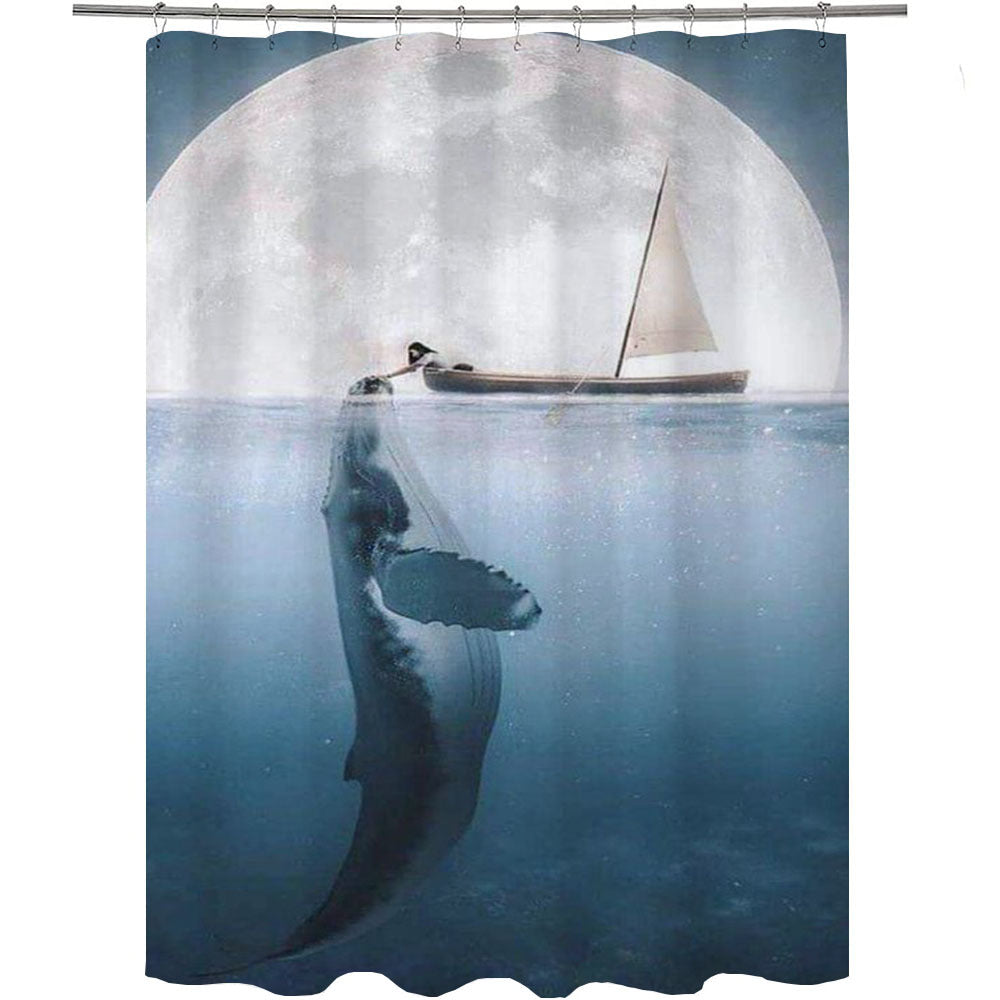 Sea Animal Whale Shower Curtain | Whale Bathroom Curtain