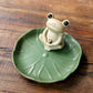 Frog Incense Stick Holder with Louts Leaf Shape Ash Catcher Stand