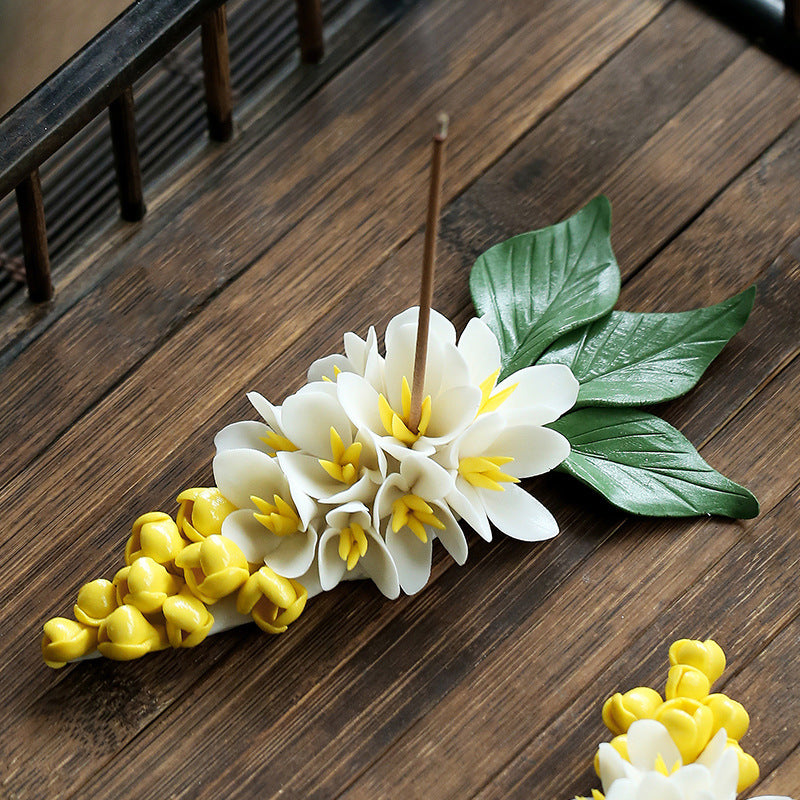 Osmanthus Incense Stick Holder Ceramic Whiteware Flower Stick Burner