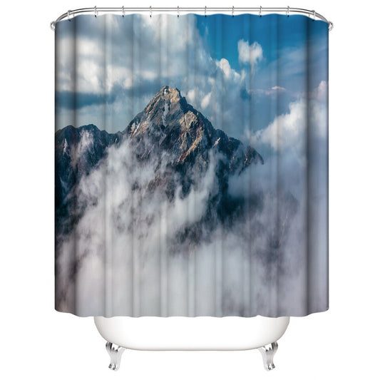 Towering Snow Mountain Mount Everest Shower Curtain | Snow Mountain Bathroom Curtain