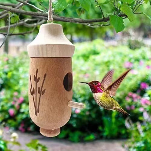 Wooden Hummingbird House for Outside Hanging | Bird Houses for Hummingbirds