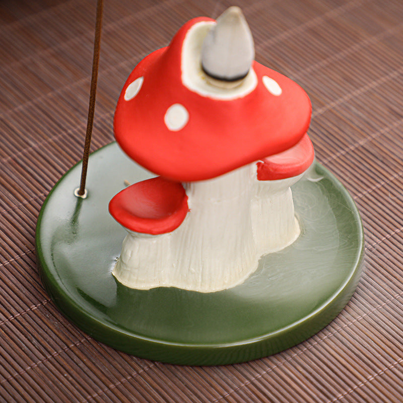 Mushroom Incense Cone Burner with Incense Stick Hole | Mushroom Backflow Incense Burner