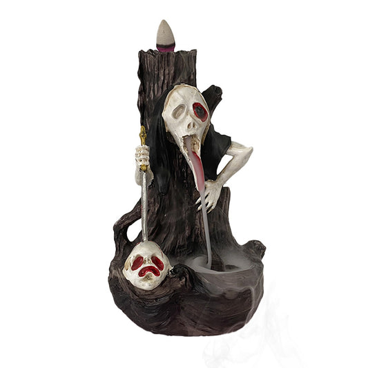 Horrific Skeleton Monster Embedded in Tree Trunk Halloween Backflow Incense Burner