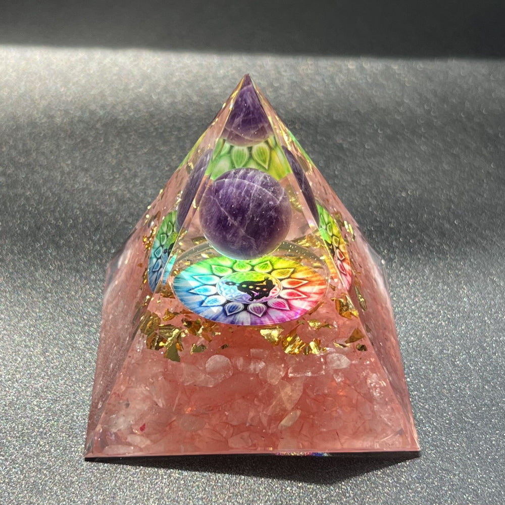 Pink 7 Chakra Orgone Pyramid