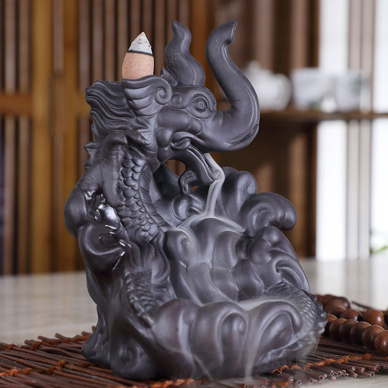 Mythology Strangest Hybrid Creatures Dragon Body Elephant Head Backflow Incense Burner