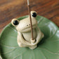 Frog Incense Stick Holder with Louts Leaf Shape Ash Catcher Stand